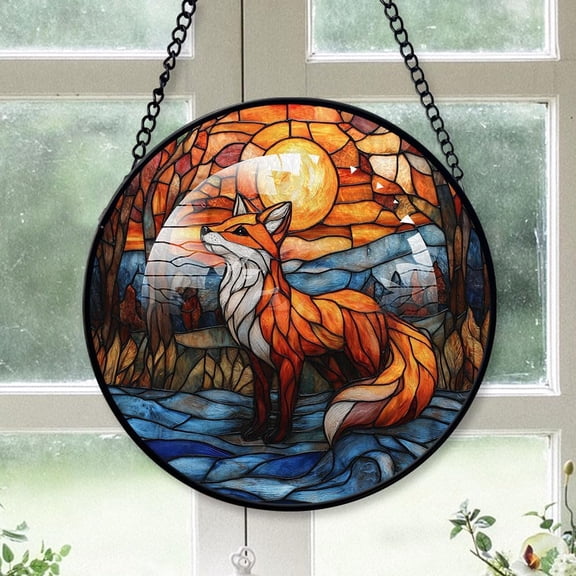 Customized Fox Unique Stained Glass, Fox Unique Suncatchers, Fox Unique Window Hangings, Stained Glass for Home Décor vR3rYm