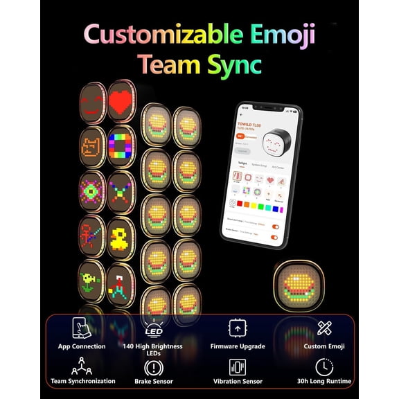 Customized Full-Color Bike Tail Light with Brake Sensing, USB-C Rechargeable, IPX6 Waterproof