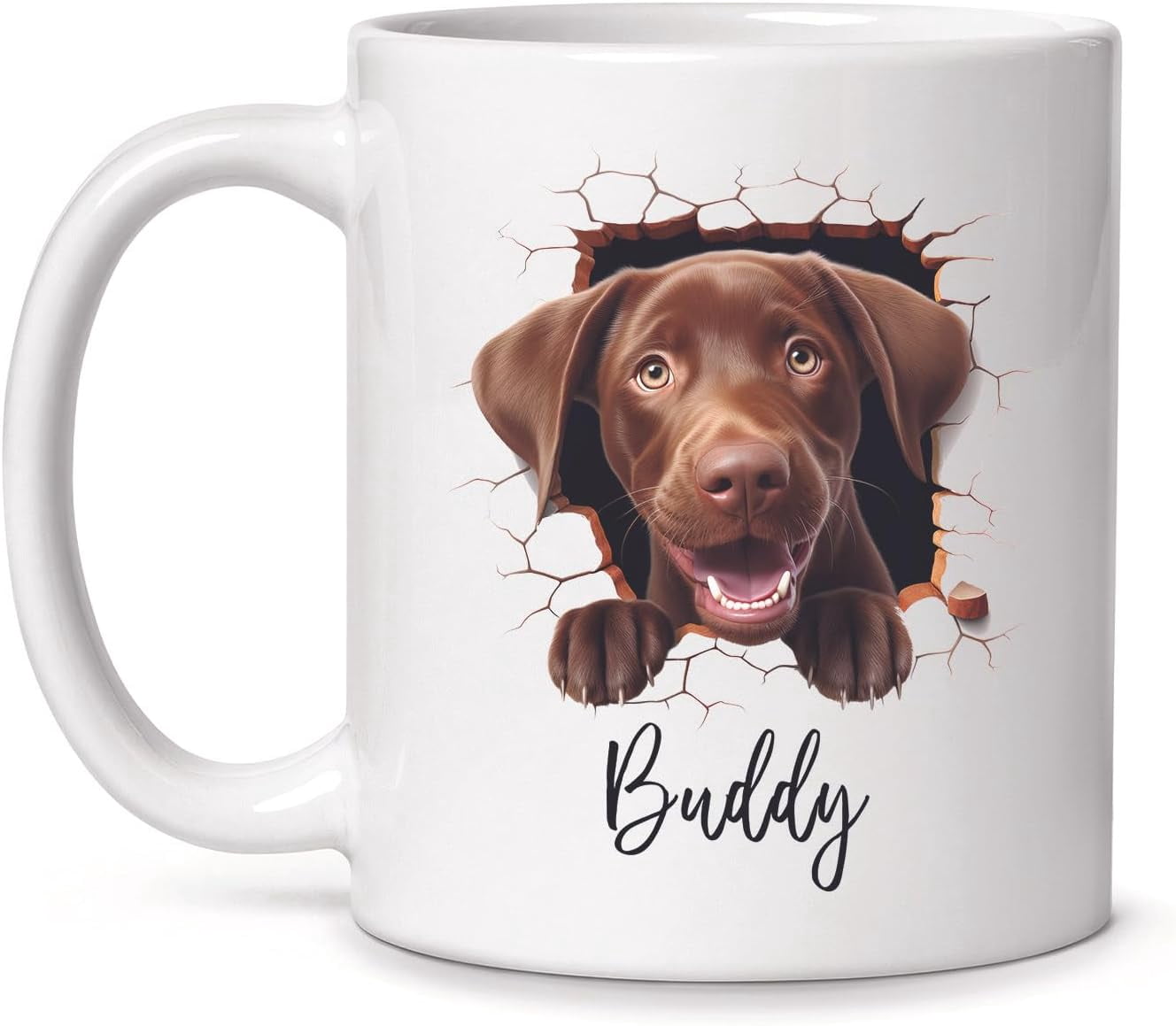 Custom German Shepherd Dog Mug - Personalized Name Funny Peeking Coffee Cup, 11oz Ceramic Mug
