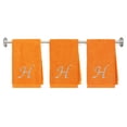 thumbnail image 1 of Customized Gift - Terry Cotton Hand Towel for Bathroom and Kitchen - Personalized Gift - 16 x 27 inches - 3-Pack - Orange Color Towel - Silver Script Initial H, 1 of 5