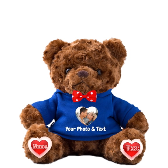 Customized Gifts Stuffed Bear Plush with Personalized Photo Text, Personalized Teddy Bear for Family Friends, Impressive Gifts for Valentines Day Birthday Christmas, 8 inch-Photo Text