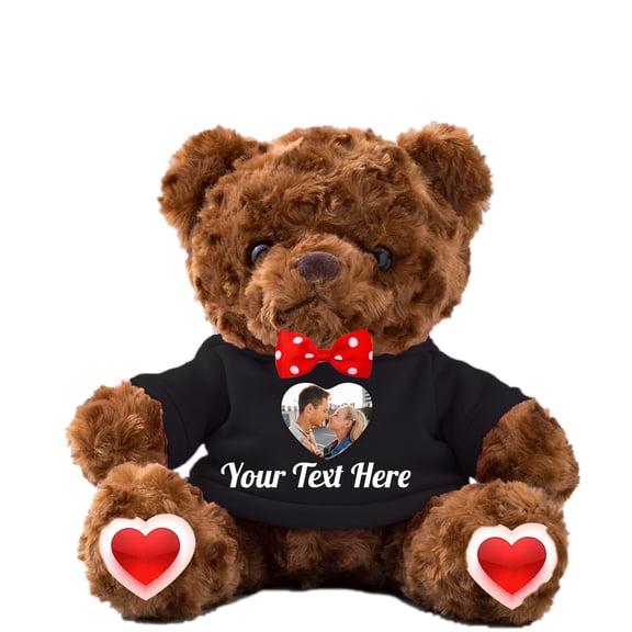Customized Gifts Stuffed Bear Plush with Personalized Photo Text, Personalized Teddy Bear for Family Friends, Impressive Gifts for Valentines Day Birthday Christmas, 8 inch-Photo Text