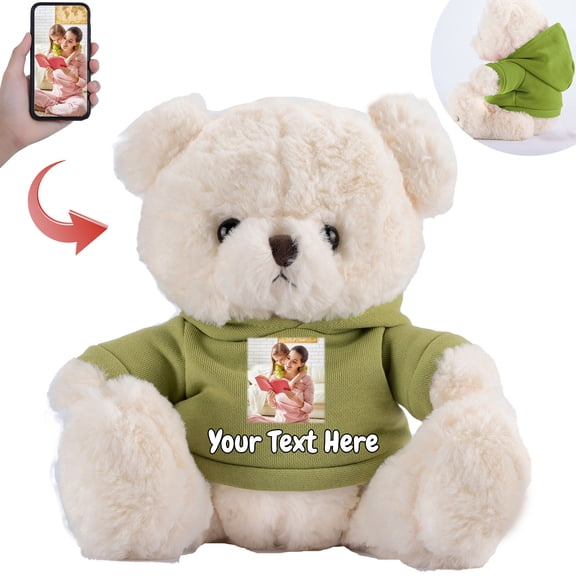 Customized Gifts for Women/ Men Teddy Bear with Custom Photo Text, Personalized Teddy Bear for Family/ Friends, Impressive Gifts for Christmas Valentines Day Birthday, 10 inch-Photo Text