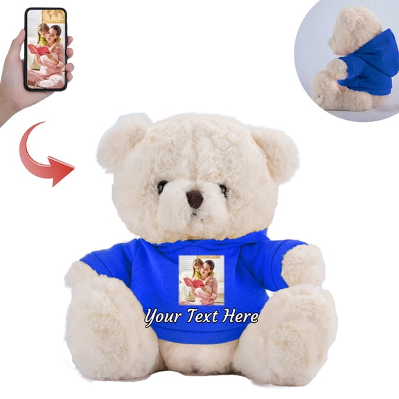 Customized Gifts for Women/ Men Teddy Bear with Custom Photo Text, Personalized Teddy Bear for Family/ Friends, Impressive Gifts for Christmas Valentines Day Birthday, 10 inch-Photo Text