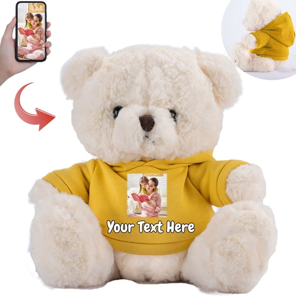 Customized Gifts for Women/ Men Teddy Bear with Custom Photo Text, Personalized Teddy Bear for Family/ Friends, Impressive Gifts for Christmas Valentines Day Birthday, 8 inch-Photo Text