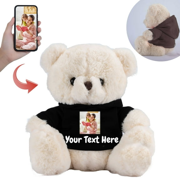 Customized Gifts for Women/ Men Teddy Bear with Custom Photo Text, Personalized Teddy Bear for Family/ Friends, Impressive Gifts for Christmas Valentines Day Birthday, 8 inch-Photo Text