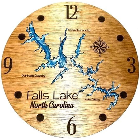 Customized Handmade Wall Clock, River or Lake Map of Your Choice, Glossy Resin Filled, 12 inch Diameter Wall Mounted$$Home Decor, Kitchen, & Other