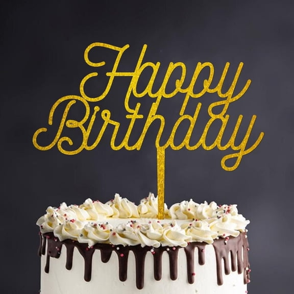 Customized Happy Birthday Cake Topper Pick Engraved Cake Insert Topper Happy Birthday Desserts Cake Decoration for Birthday Celebrations Party Decoration Supplies