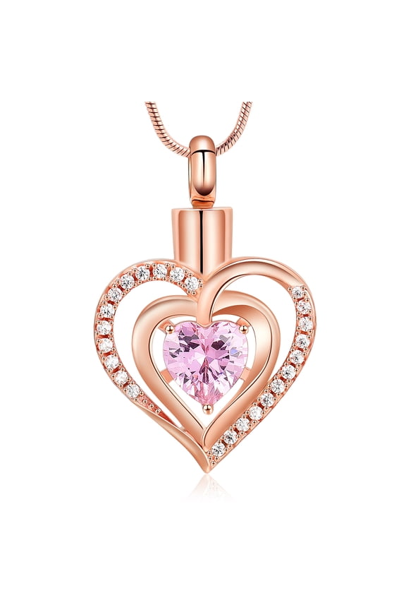 Customized Heart Shaped Urn Necklaces for Ashes with Birthstone Heart Ashes Urn Pendant Waterproof Keepsake Cremation Jewelry with Gift Box