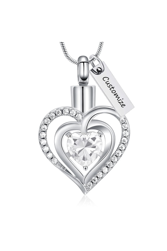 Customized Heart Shaped Urn Necklaces for Ashes with Birthstone Heart Ashes Urn Pendant Waterproof Keepsake Cremation Jewelry with Gift Box