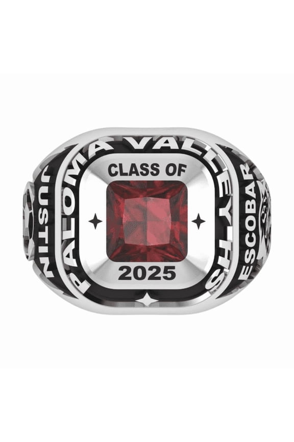 Customized High School Class Ring, Graduation Ring for Students, College or University Jewelery, Senior Gift - Two Tone Oval Birthstone Class Ring