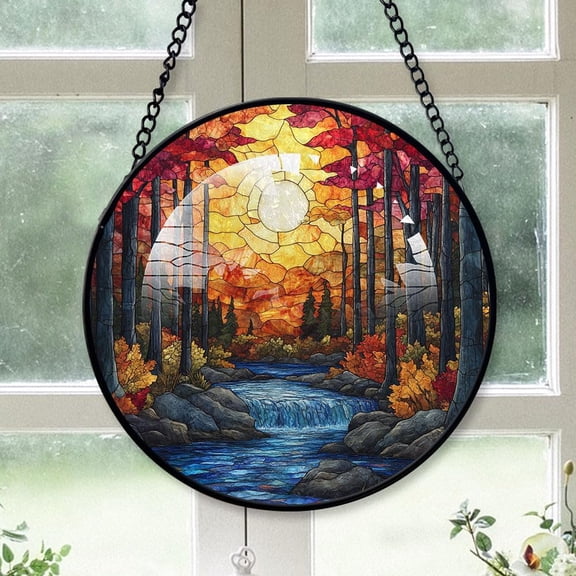 Customized Horizon Sunset Hanging Stained Glass for Windows , Horizon Sunset Hand-Painted Sun Catcher, Horizon Sunset Garden Hangings Christmas, for Home Décor iPXX49