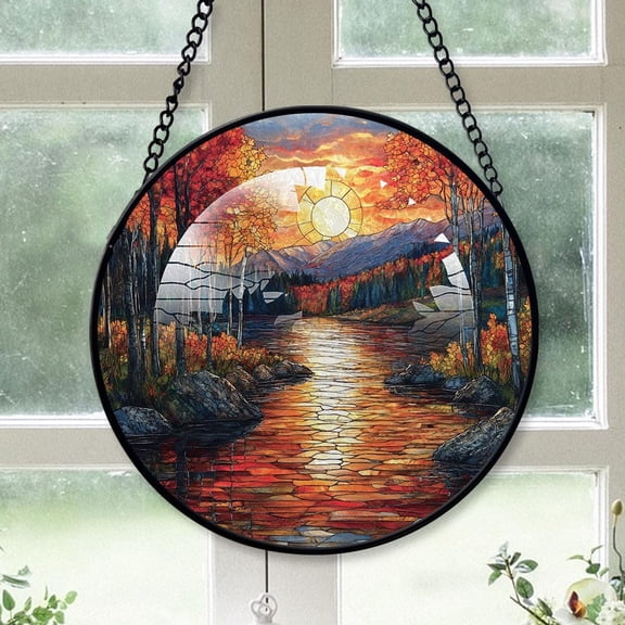 Customized Horizon Sunset Stained Glass, Horizon Sunset Glass Panel Sun Catchers Pretty Gifts, Horizon Sunset Decoration for Home Garden Christmas Party Wedding Lhv48v