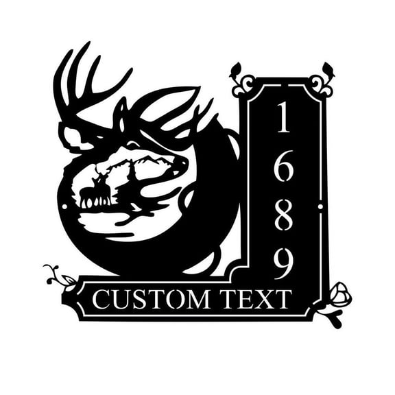 Customized House Address Numbers Name Doorplate Metal Sign Plaque Wall Art-Black Metal Hanging Decoration for Home,Office(28inch)