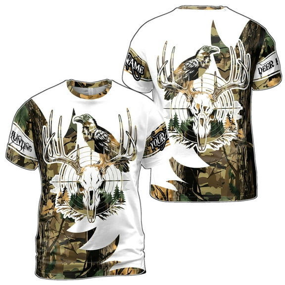 Customized Hunting with Stag Head Design Hunting 3D T-Shirt S-5XL
