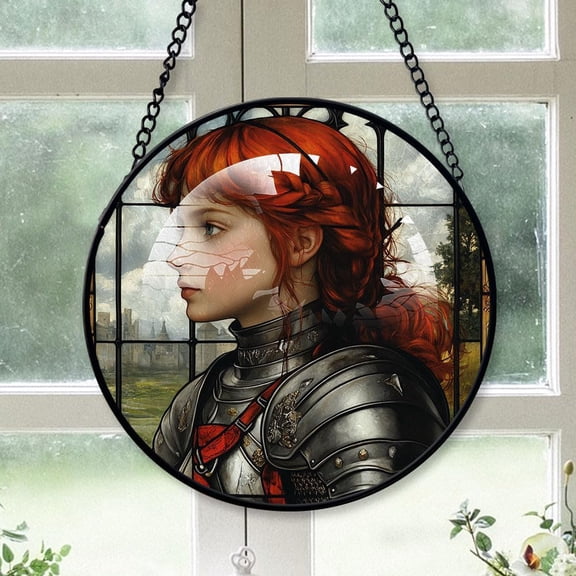 Customized Joan of Arc Stained Glass, Joan of Arc Glass Panel Sun Catchers Pretty Gifts, Joan of Arc Decoration for Home Garden Christmas Party Wedding 73Tn8n