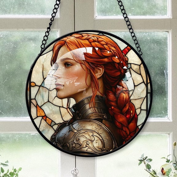 Customized Joan of Arc Stained Glass, Joan of Arc Glass Panel Sun Catchers Pretty Gifts, Joan of Arc Decoration for Home Garden Christmas Party Wedding vx6nh1