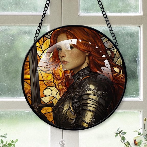 Customized Joan Hanging Stained Glass for Windows , Joan Hand-Painted Sun Catcher, Joan Garden Hangings Christmas, for Home Décor ejsMsq