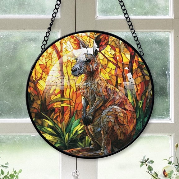 Customized Kangaroo Stained Glass, Kangaroo Glass Panel Sun Catchers Pretty Gifts, Kangaroo Decoration for Home Garden Christmas Party Wedding bN4zjO (Kangaroo 2)