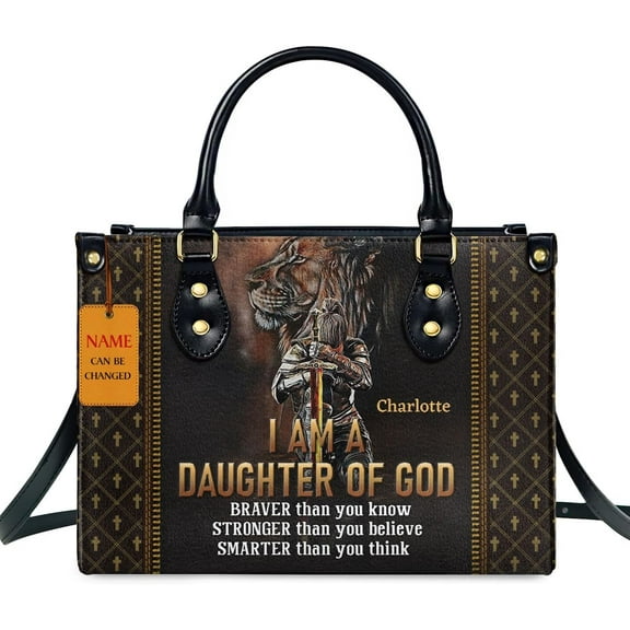Customized Leather Handbags For Women - Christmas Gifts For Women - Christian Gift, Daughter of God Background, Custom Name Bag