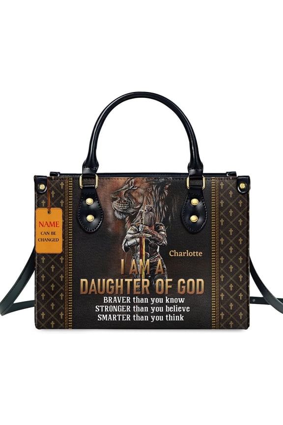 Customized Leather Handbags For Women - Christmas Gifts For Women - Christian Gift, Daughter of God Background, Custom Name Bag