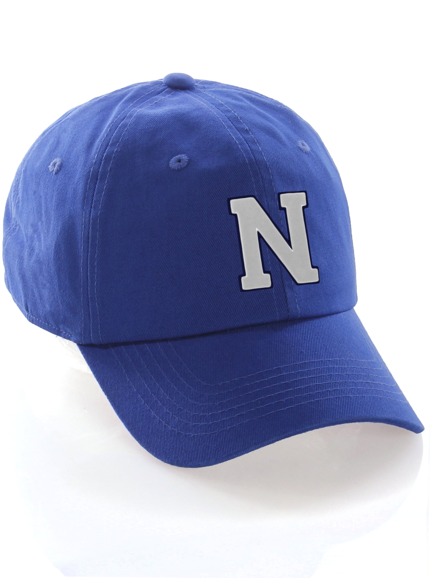 Customized Letter Intial Baseball Hat A to Z Team Colors, Blue Cap