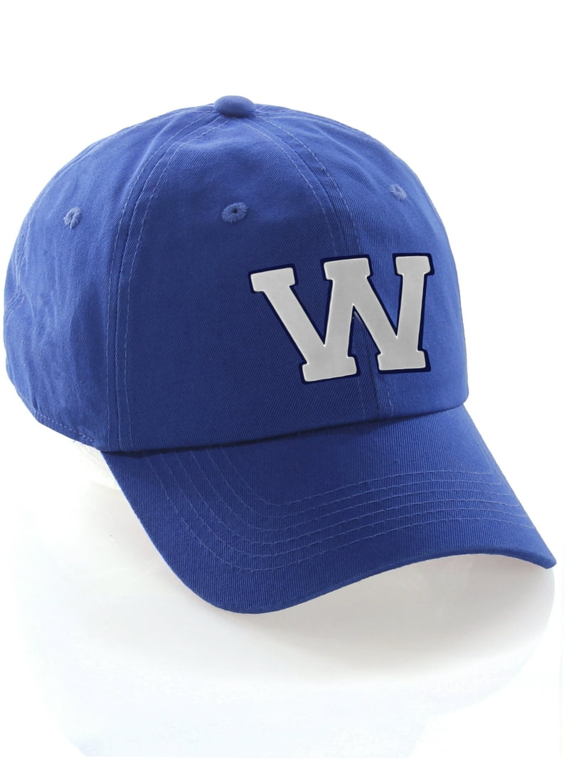 Customized Letter Intial Baseball Hat A to Z Team Colors, Blue Cap