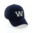 thumbnail image 1 of Customized Letter Intial Baseball Hat A to Z Team Colors, Navy Cap Black White Letter W, 1 of 4