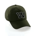 thumbnail image 1 of Customized Letter Intial Baseball Hat A to Z Team Colors, Olive Cap White Black Letter W, 1 of 7