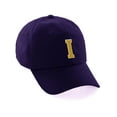 thumbnail image 1 of Customized Letter Intial Baseball Hat A to Z Team Colors, Purple Cap White Gold Letter I, 1 of 3