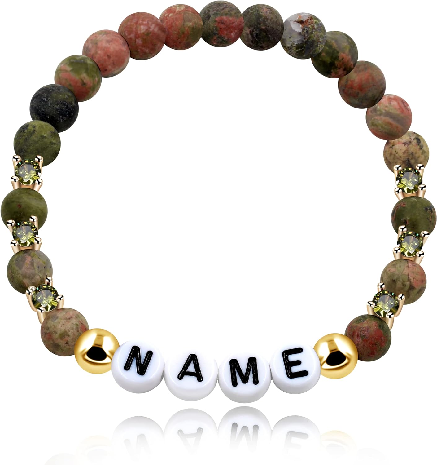 Customized Letter Name Bracelet - Natural Stone Matte Agate Beads And ...