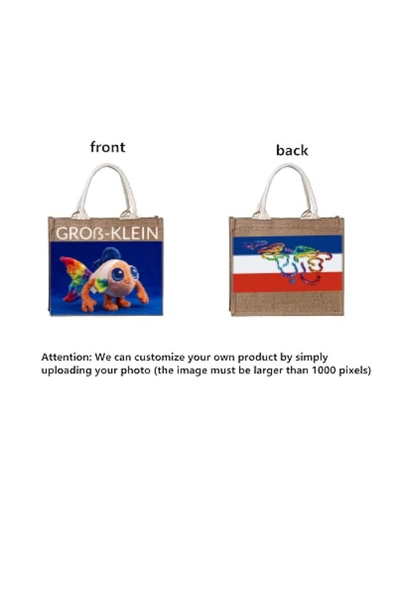 Customized Linen Handbag Tote Bag, Personalized Christmas Gift with Photo Name Print, Stylish Reusable Shopping Bag for Travel Daily Use and Holiday Decor, Versatile and Practical Accessory-L