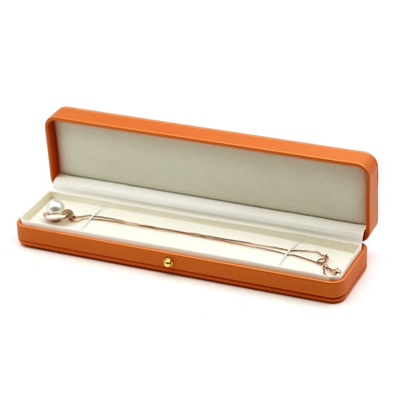 Customized Logo Good Quality Leather Jewellery Gift Packaging Box Pendant Necklace Bracelet Earring Jewelry Ring Cases Orange Long Box
