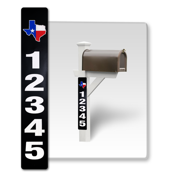 Customized Mailbox Address Numbers Stickers for Outside, 911 Emergency Super Reflective Vertical Home/Office/Apartment Number/Letter Vinyl Decal (3x10", Black Texas)