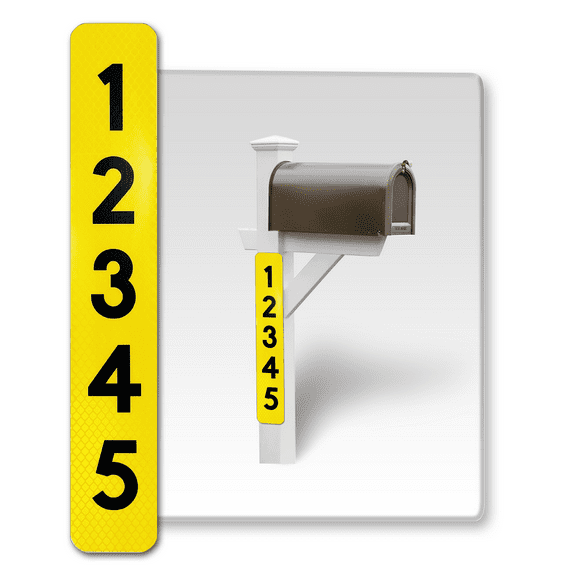 Customized Mailbox Address Numbers Stickers for Outside, 911 Emergency Super Reflective Vertical Home/Office/Apartment Number/Letter Vinyl Decal (3x10", Yellow)