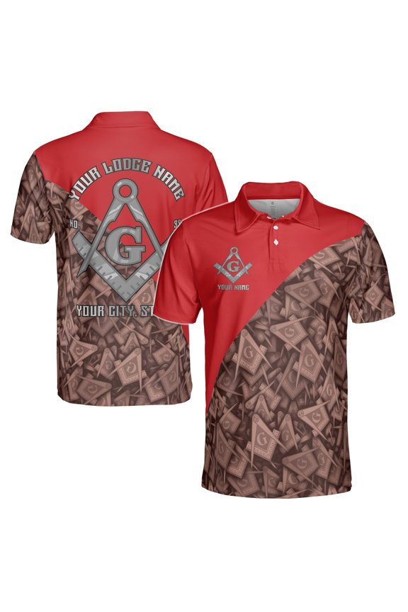 Customized Masonry Master Mason Multi-color Men's Polo Shirt S-5XL