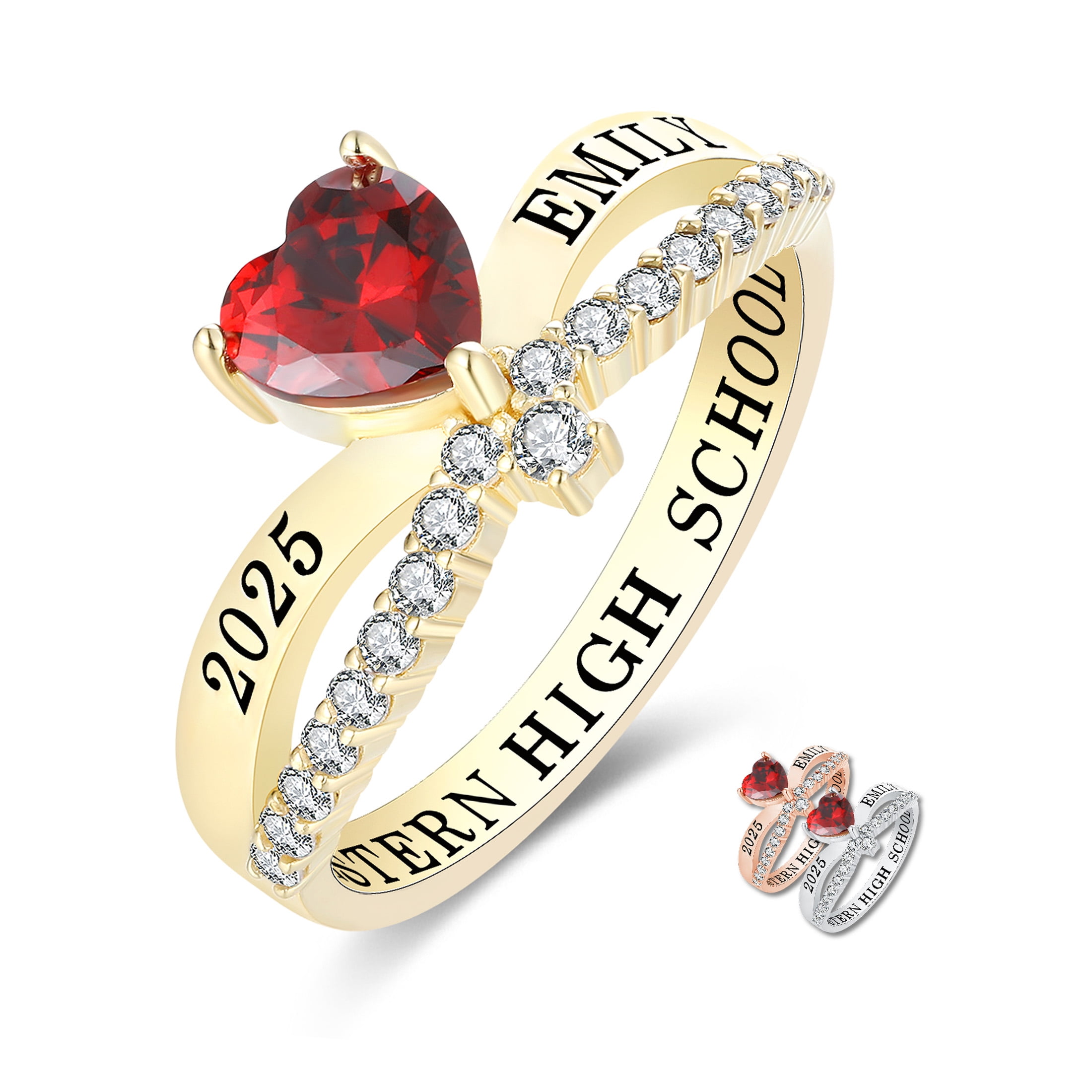 Girls Normal Class Rings Mementos USA Custom Class Rings Sterling Silver for Women High School ...