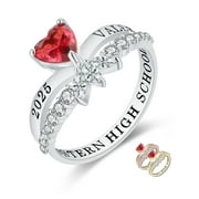 Mementos PJM Custom Class Rings Sterling Silver for Women High School & College-Platinum-Heartbeat