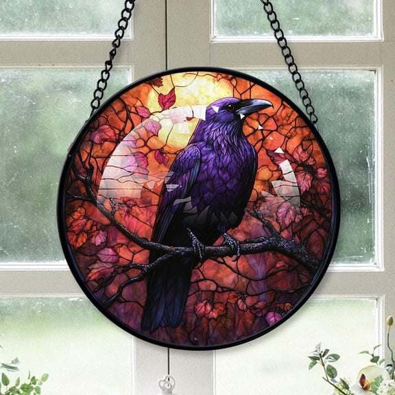 Customized Midnight Stained Glass Window Hangings, Midnight Colorful Glass Panel Pretty Gifts, Midnight Decoration for Home Garden Christmas 3QAF5Q