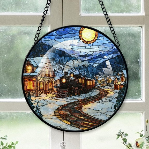 Customized Midnight Stained Glass Window Hangings, Midnight Colorful Glass Panel Pretty Gifts, Midnight Decoration for Home Garden Christmas Bz8woa