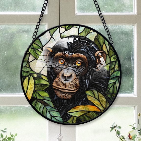 Customized Monkey Suncatcher Stained Glass, Monkey Gifts for Women for Window Hanging, Monkey American Glass Hanging 4FqemY (Monkey 5)