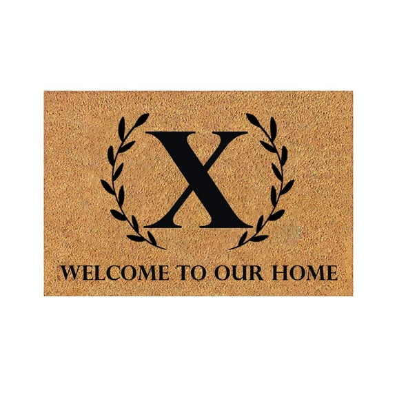 Customized Monogram Welcome Mats Outdoor for Front Door Custom Welcome Door Mats Indoor Entrance with Initial Low-Profile Floor Mat for Yard 24"x16"
