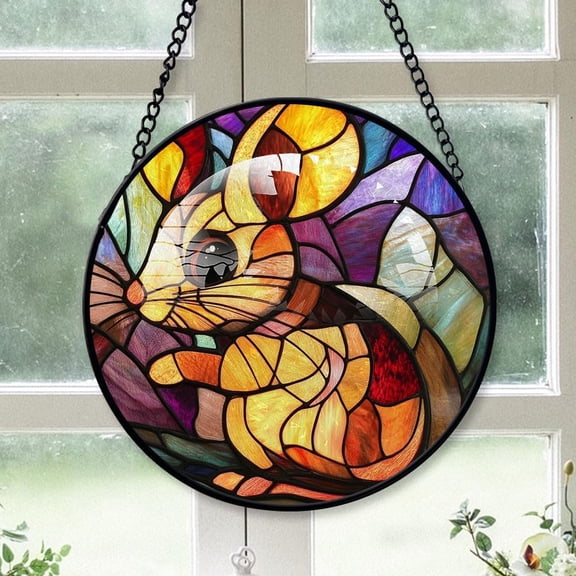 Customized Mouse Suncatcher Stained Glass, Mouse Gifts for Women for Window Hanging, Mouse American Glass Hanging vALJwO (Mouse 5)