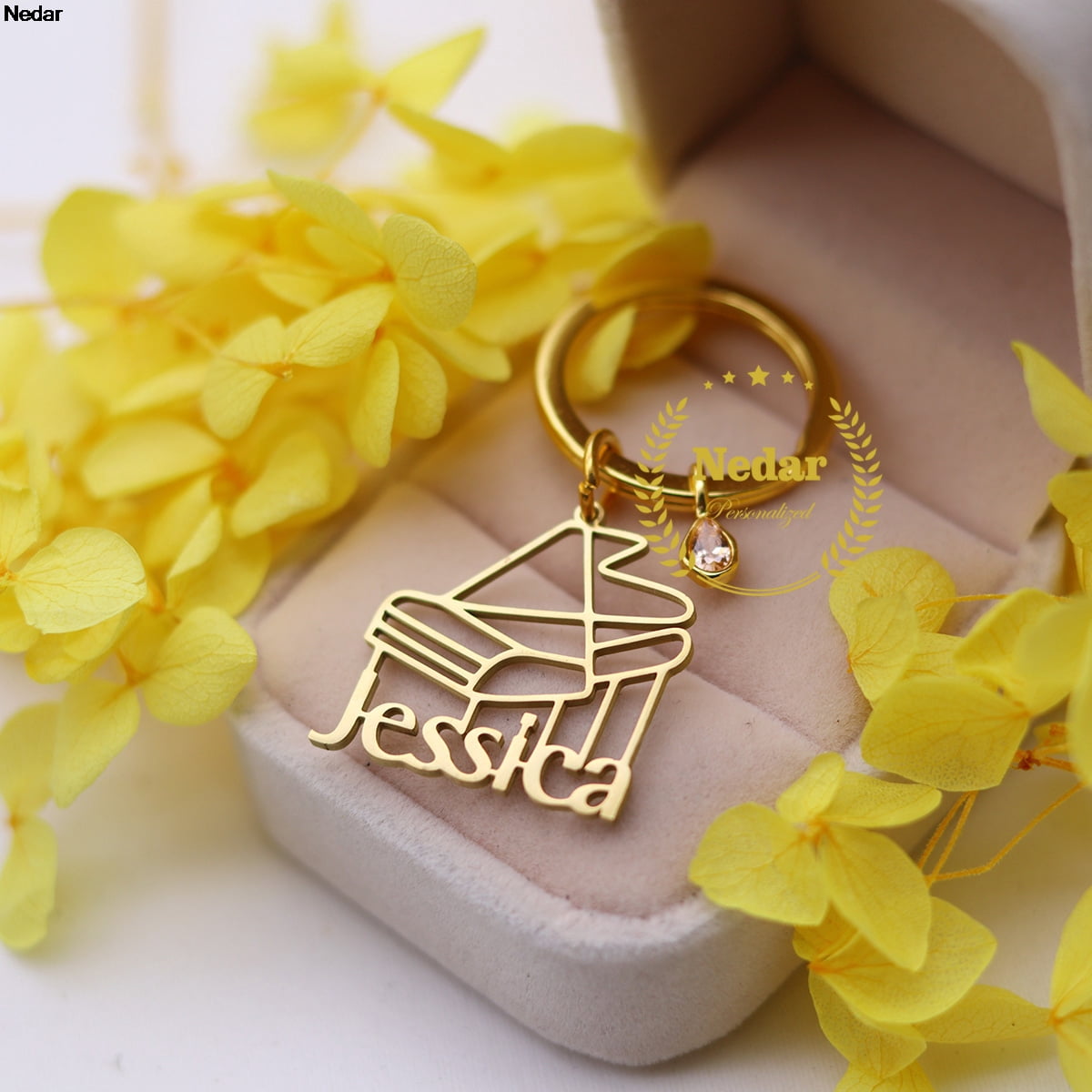 Key Ring Note Customized Music Piano Note Stainless Steel Birthstone Musical ...