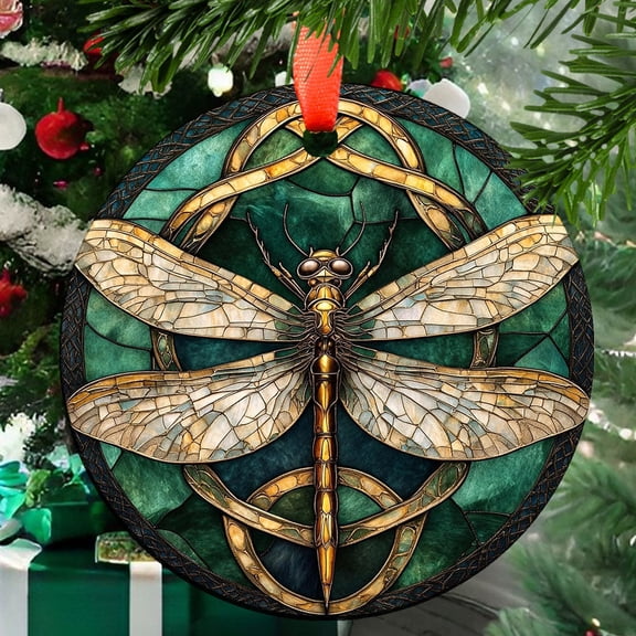 Customized Mystic Celtic Dragonfly Suncatchers for Windows, Ornament Window Hangings,Hand-Painted Glass Panel Perfect for Home Decor, 2025, Holiday 2025, Seasonal Holiday Decor,