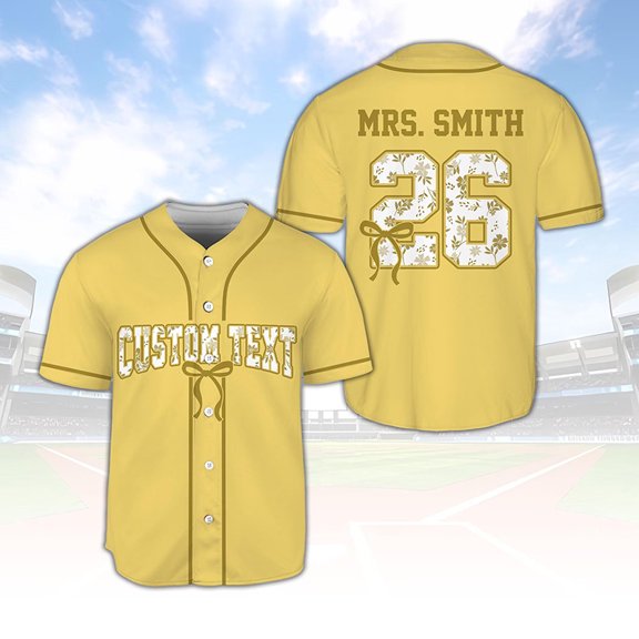 Customized Name And Grade Floral Letter Coquette Bow Teacher Baseball Jersey, Back To School Gift, Teacher Gift