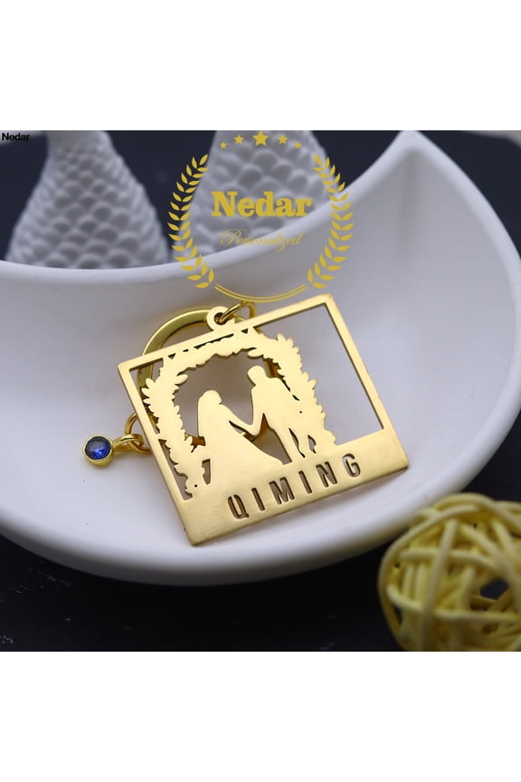 Customized Name Couple Stainless Steel Lover Keyring Custom Birthstone Anniversary Keychain Wedding Valentine's Day Gift