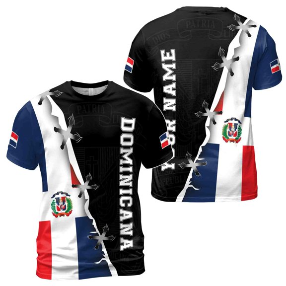 Customized Name Dominican Republic Shirt, Dominican Flag 3D T-Shirt S-5XL