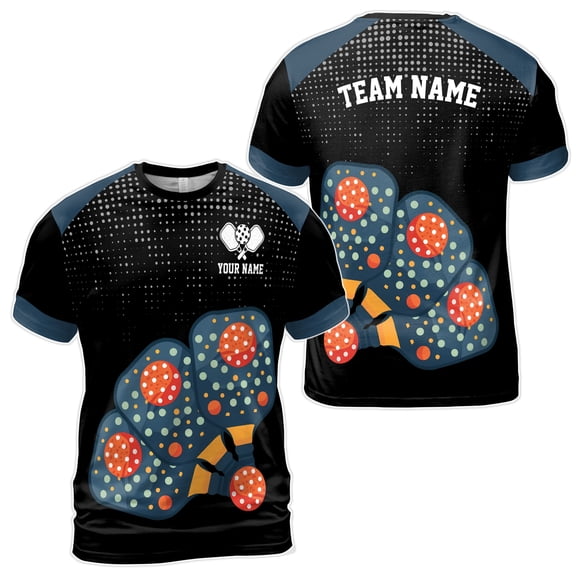 Customized Name Funny Colorful Pickleball Team Custom Men's T-Shirt S-5XL