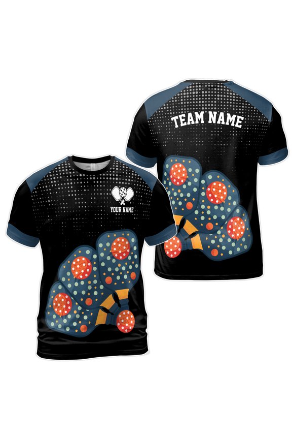 Customized Name Funny Colorful Pickleball Team Custom Men's T-Shirt S-5XL